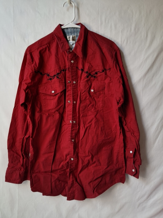 Express Rider Other - Red Men's Western Snap Dress Shirt